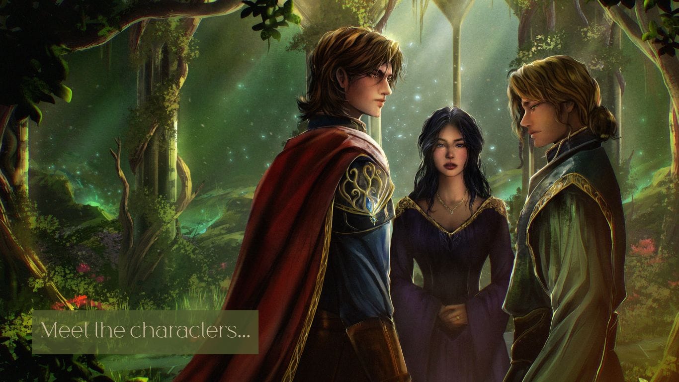 meet the characters Full colour illustration of Venn, Ella and Jonas