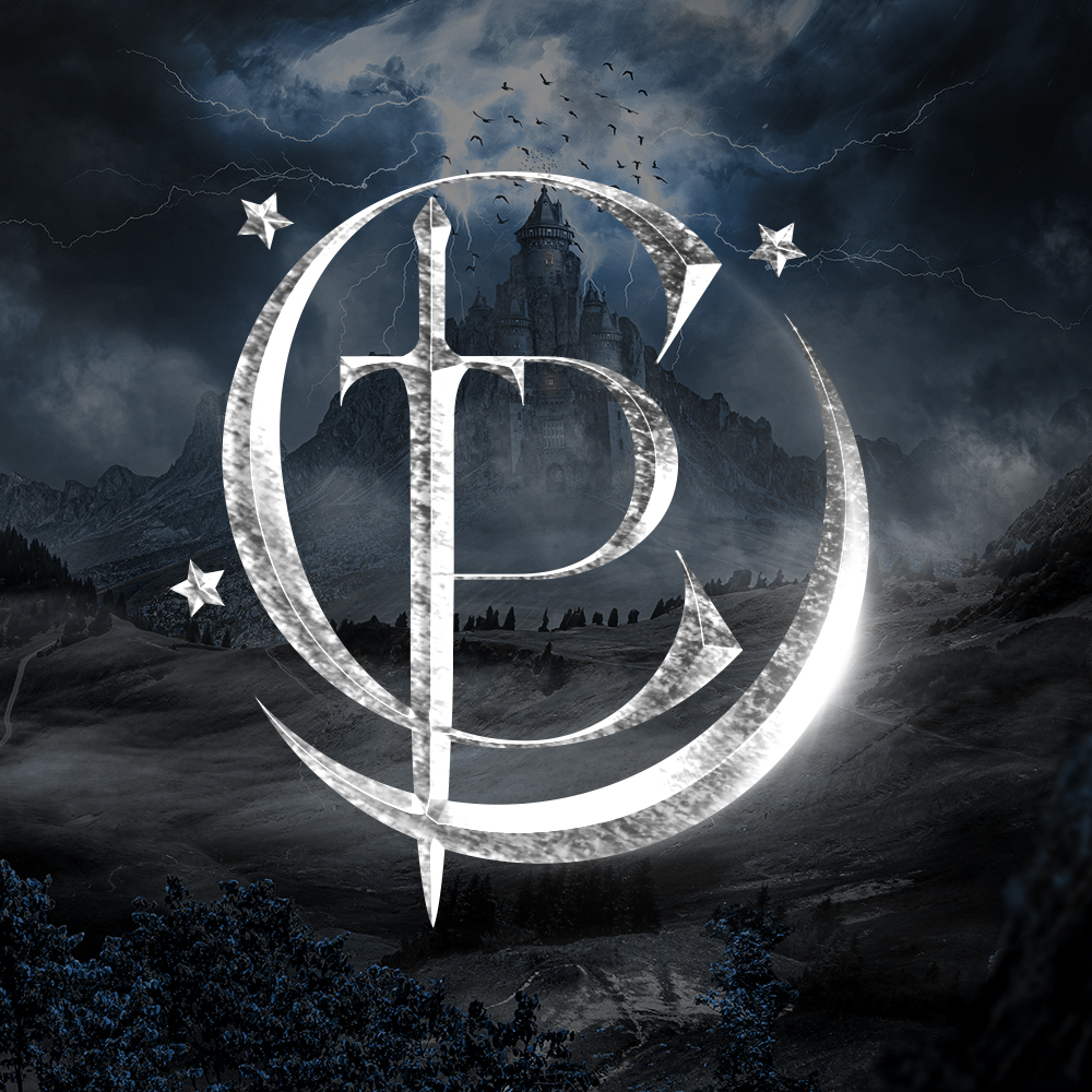 Christine Priestly fantasy logo icon showing the initials C and P with a stylised sword in silver in a dark fantasy background